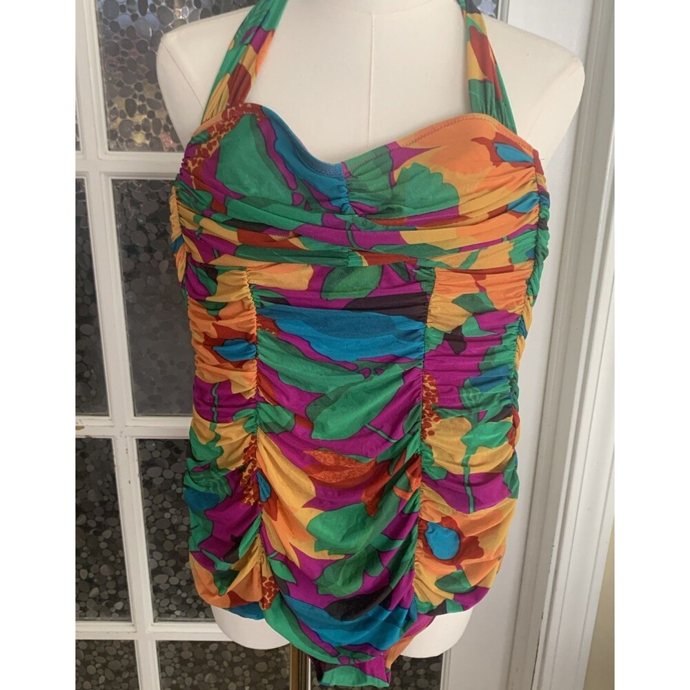 Diane Von Furstenburg Vibrant Ruched Swimsuit One Piece Sz S? Tropical